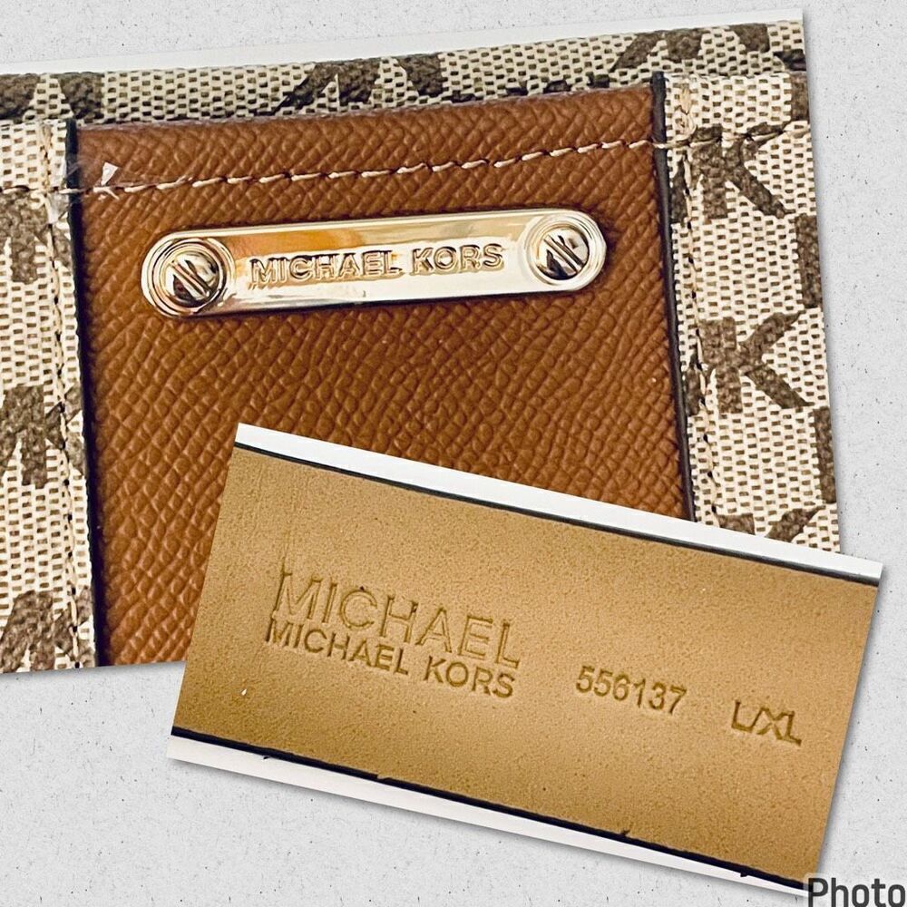 NWT Gorgeous Michael Kors L/XL Waist Fanny Pack Tan Brown Gold Monogram Belt Bag - Picture 7 of 12